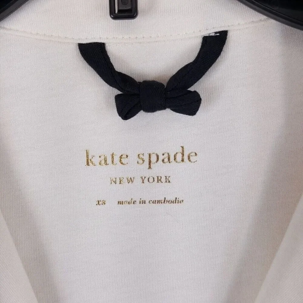 KATE SPADE Sleepwear Womens XS Ivory Button Up Collared Shirt Sleep Top Flower